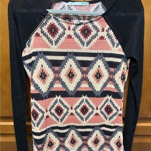 Maurices Aztec Pattern Long Sleeve Top